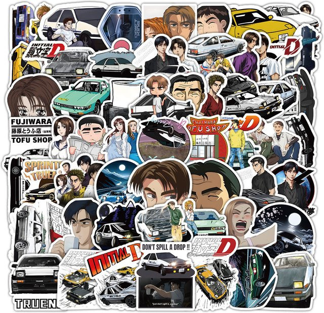 Bandai Anime Initial D Aufkleber, Manga-Sticker, 10/30/60 Stück - Bild 1