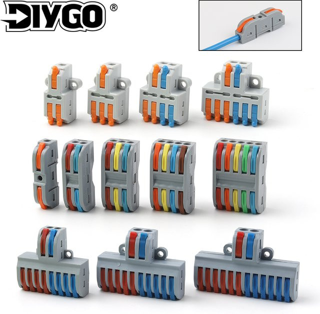 DIY GO 5er Set Schnelle Drahtstecker Push-in Elektrische Terminal Blöcke zur universellen Kabelverbindung in Grau - Bild 1