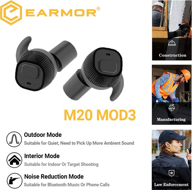 EARMOR M20 DulNoise Cancelling elektronische Kopfhörer als Ohrenschützer für den Schießsport in Schwarz - Bild 1