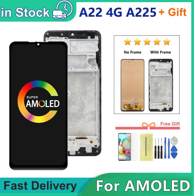 Samsung AMOLED Display mit Rahmen für Samsung Galaxy A22 4G (A225F/DS) in Schwarz - Bild 1