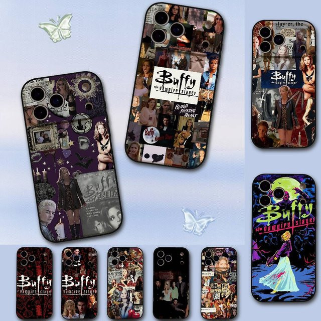Mesuca Handyhülle im Buffy The Vampire Slayer Design für iPhone 11 12 13 14 15 16 Pro Max Mini X Xs XR, Schwarze Silikonhülle, Multicolour - Bild 1
