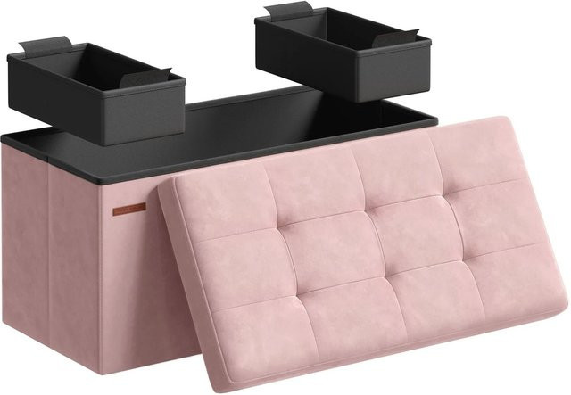 Songmics Sitzbank Minota mit Stauraum aus Samt in Rosa - Bild 1