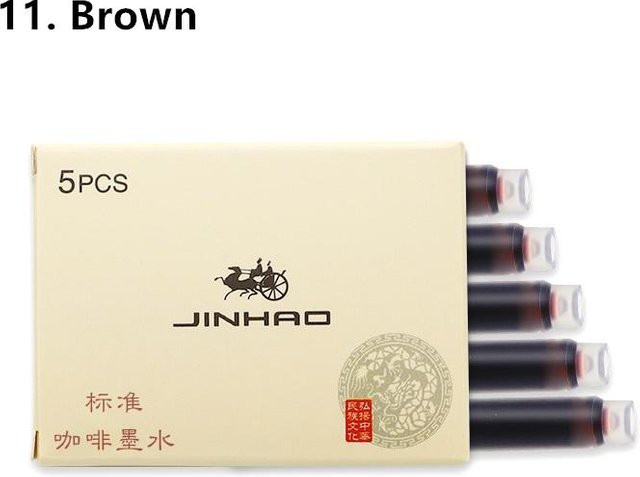 Jinhao Set mit 5 tragbaren Tintenpatronen für Füllfederhalter in Braun, 12 verschiedene Nachfüllungen für Büro und Schule, Modell A6294 - Bild 1
