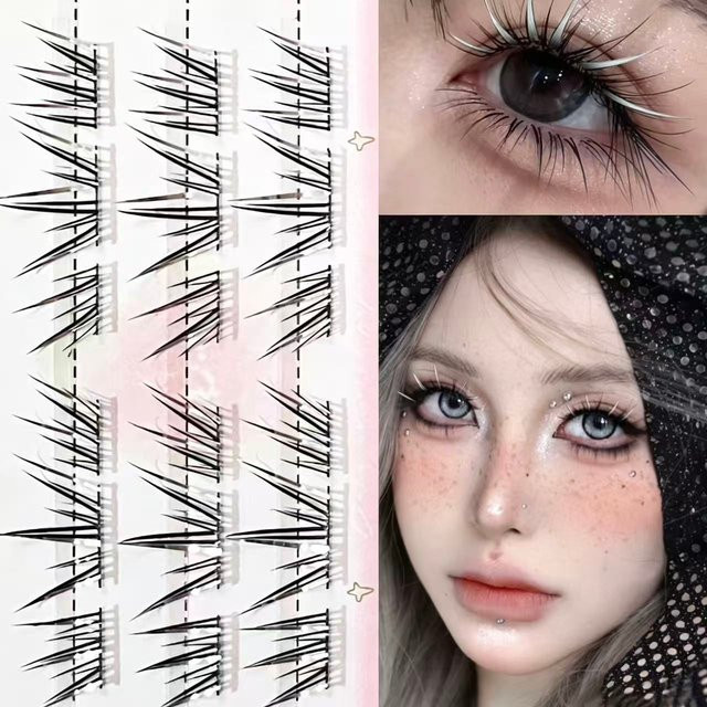 Herorange Silber-Glitzer Einzelwimpern, C-Curl, Selbstklebend - Bild 1