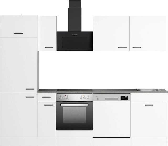 OPTIFIT Küchenzeile Bonn214 in Weiß, moderne Küchenzeile aus melaminbeschichteter Qualitätsspanplatte, B/T/H: 270 x 60 x 210 cm - Bild 1