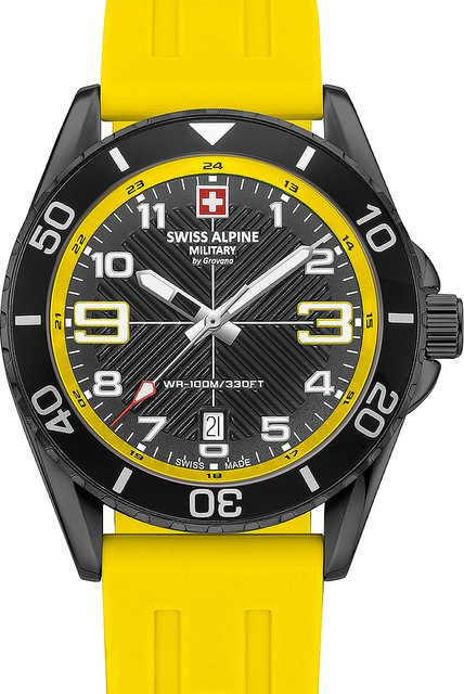 Swiss Alpine Military Herrenuhr, Quarz, Edelstahl, 42 mm, Schwarz, 10 ATM - Bild 1