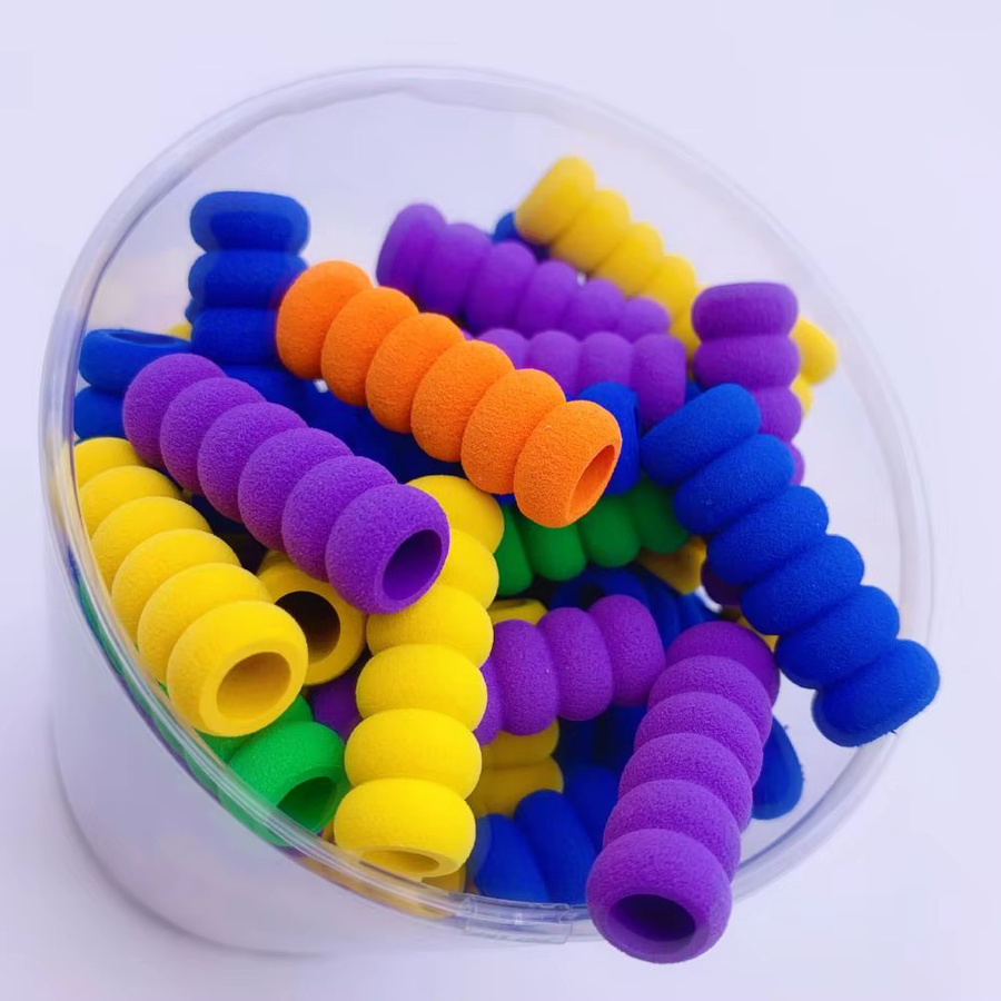 10er Set ergonomische Stift-Greifer aus weichem Gummi in Multicolour für Schule und Büro - Bild 1