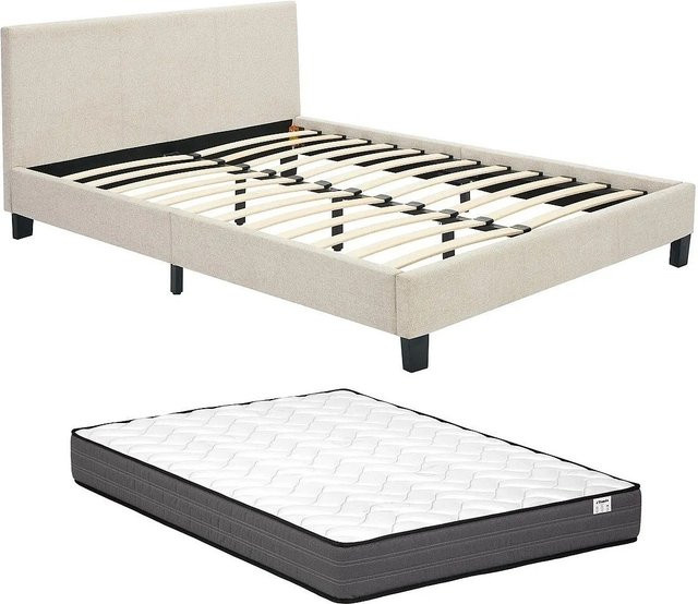 Bettrahmen Cornelius von Vente-unique in Beige mit Stoffbezug, B/T/H: 152 x 140 x 204 cm - Bild 1