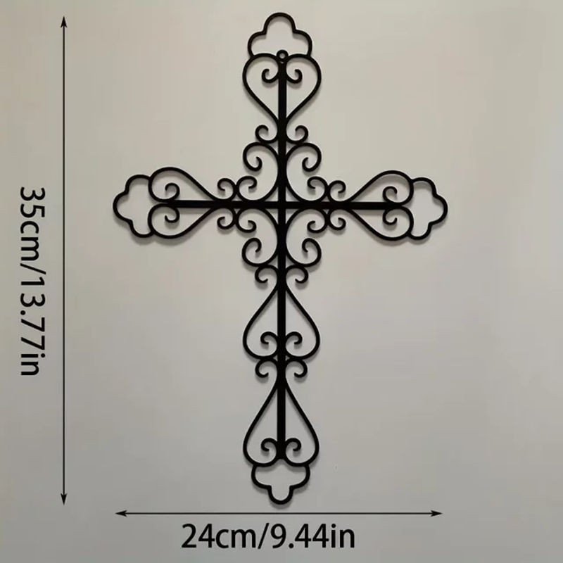 HelloYoung Metallkreuz Wanddekoration in Schwarz als geometrisches Kunstdekor zur Wandmontage - Bild 1