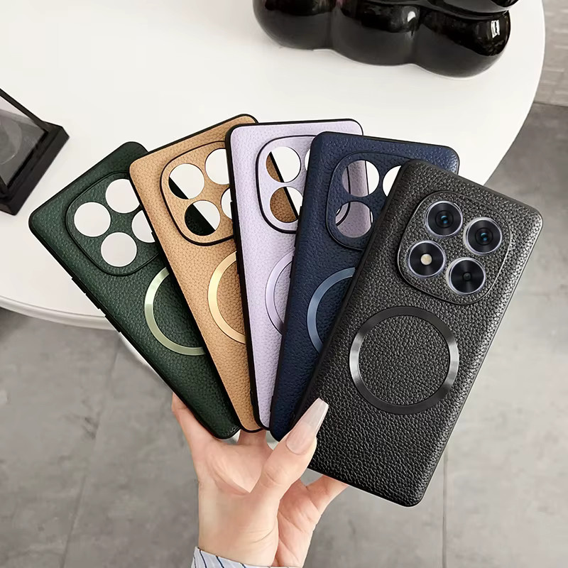 Magnetische Handyhülle mit Litchi-Muster für Xiaomi Redmi Note 15 und Redmi Note 14 Pro 5G, ultradünn, stoßfest und kabelloses Laden kompatibel, Farbe: Purple - Bild 2