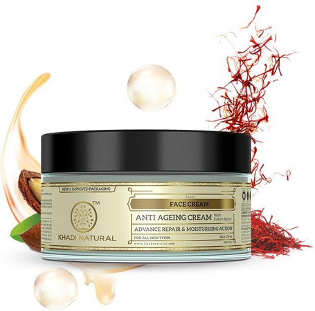 Khadi Natural Anti-Aging-Creme mit Aloe Vera, 3x 50g, Reife Haut