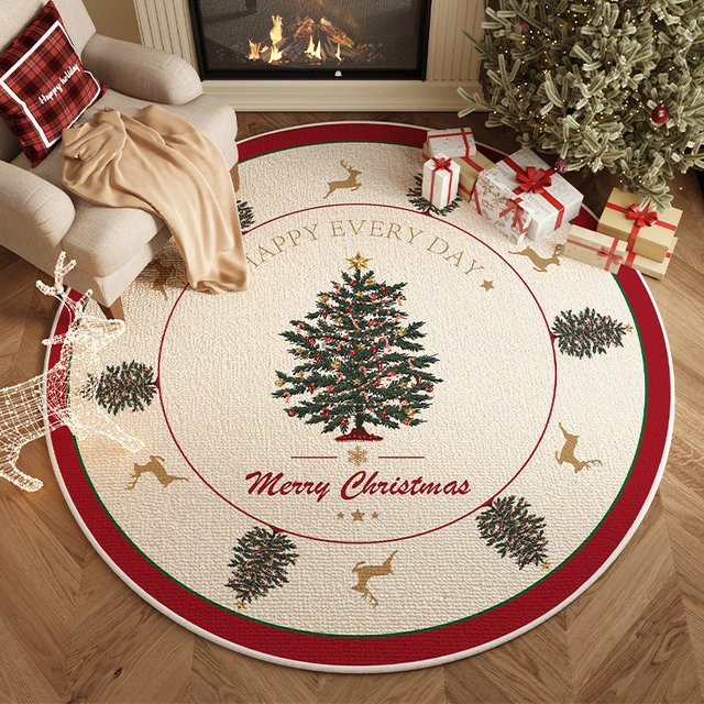 VIKAMA runder Weihnachtsteppich in Multicolour für dein Wohnzimmer, Durchmesser: 60 cm - Bild 1