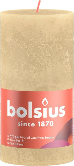 Bolsius Rustik-Kerze Shine Winter Edition in Haferbeige, Durchmesser: 6,8 cm, Höhe: 13 cm - Bild 1