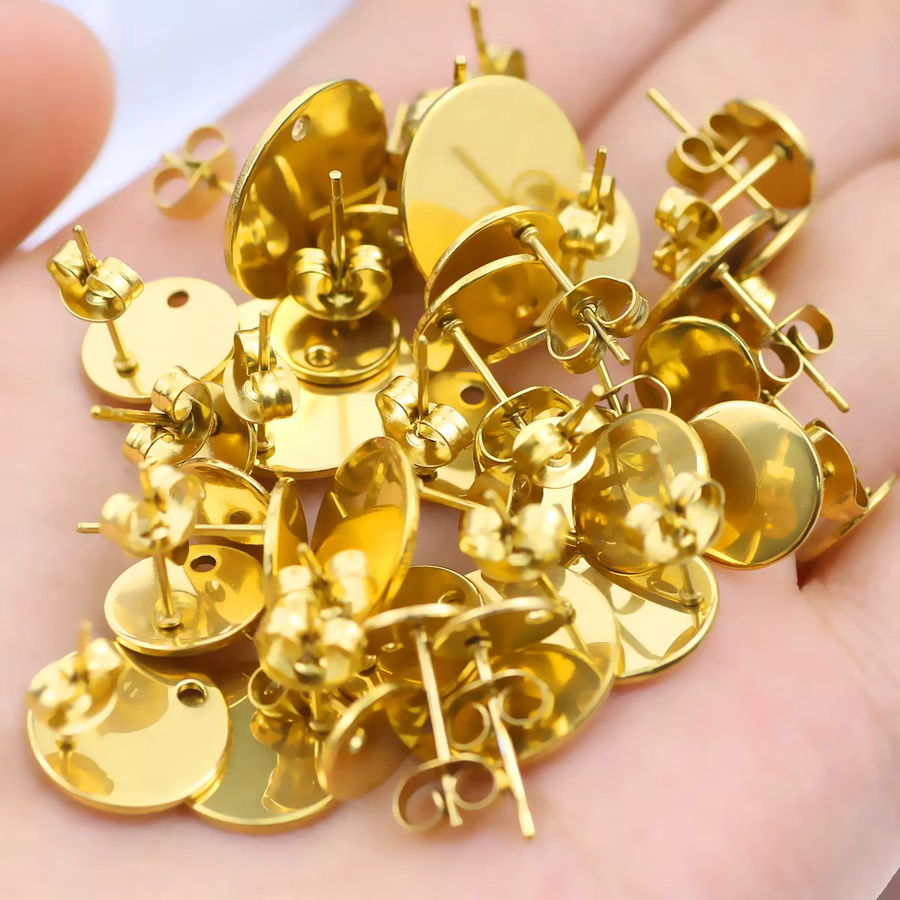 JHNBY Scheibenschweißnadeln Edelstahl, Goldfarbe, 8–15 mm, Ohrring-Zubehör - Bild 2