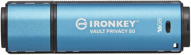 Kingston IronKey Vault Privacy 50 USB-Stick mit 16 GB AES-256 Verschlüsselung in Schwarz/Blau - Bild 1