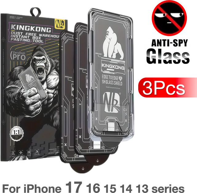 3er-Set Anti-Peeping Displayschutzfolie aus gehärtetem Glas für Apple iPhone 17 Pro Max, 16, 15, 14 Plus und 13, transparent, 9H Härtegrad - Bild 1
