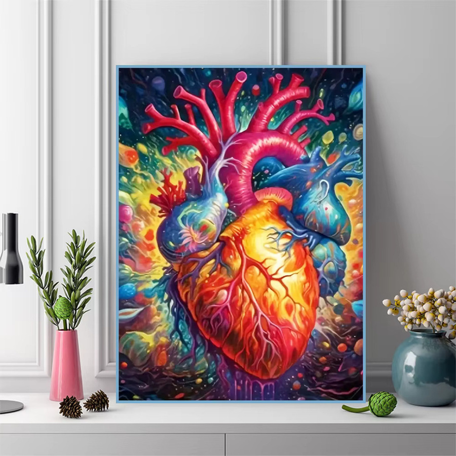 Momoart Diamantmalerei Herz DIY Stickerei Set mit runden Mosaiksteinen in Multicolour, B/H: 20 x 30 cm - Bild 3