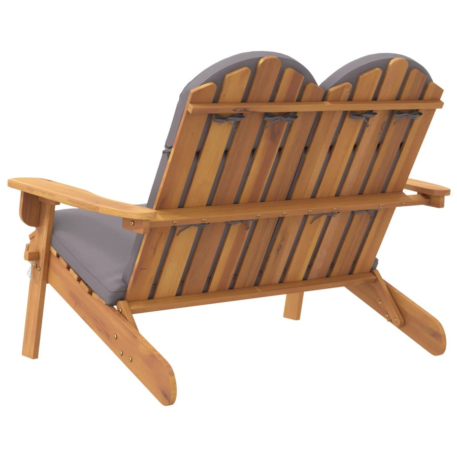 vidaXL Adirondack-Gartenbank aus Akazien-Massivholz mit Kissen, Braun, Breite: 126 cm - Bild 3