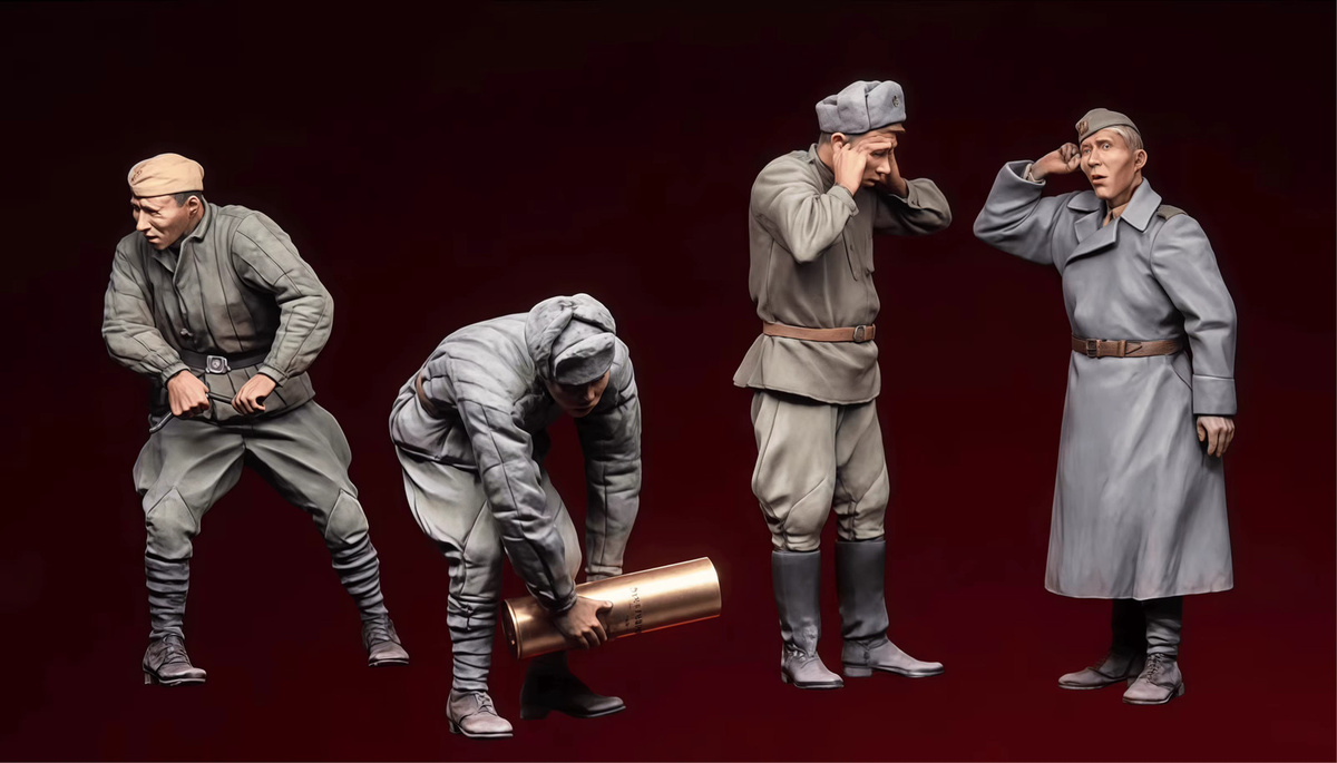 EVANOVM Artillery 4-Personen-Gruppe, Resin Model Character Kit, 1:35, unbemalter Bausatz - Bild 2