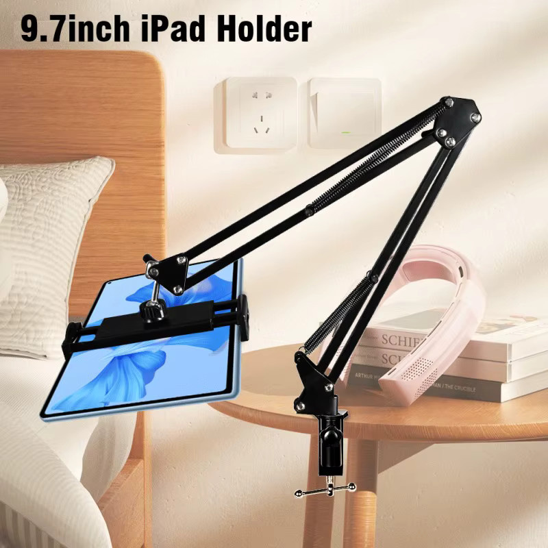 XMSJ iPad-Halterung für das Bett mit 360 Grad Rotation, Metall-Desktop-Halterung mit 70 cm Arm für Smartphones und Tablets von 4,5 bis 9,7 Zoll, erhältlich in Schwarz oder Grün - Bild 2