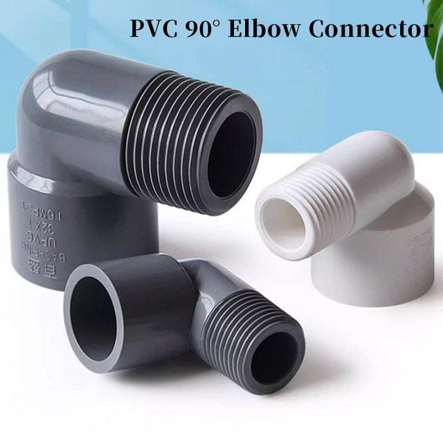 SgooHan PVC 90 Grad Reduzier-Winkelstecker mit Außengewinde für Aquarium und Garten in Grau - Bild 1