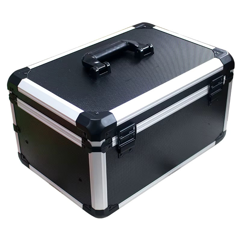 Tragbarer Aluminium-Werkzeugkoffer mit Schubladen in Schwarz, Multifunktions-Werkzeugaufbewahrung und Geräte-Organizer, B/T/H: 39,0 x 27,0 x 22,0 cm - Bild 5