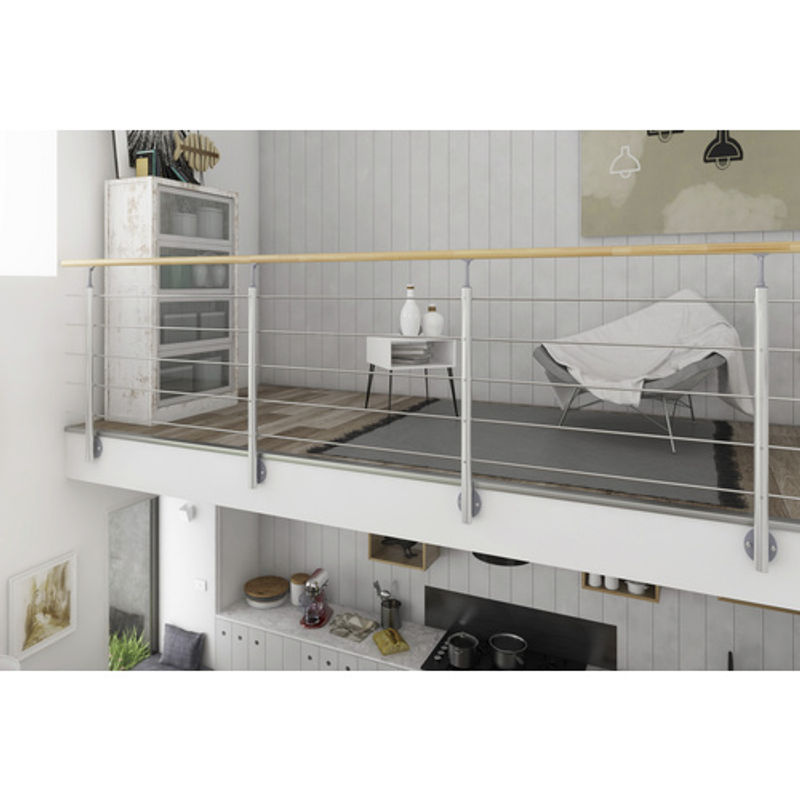 Dolle Geländersystem Prova Wandmontage aus Aluminium und Buche in Silber - Bild 2