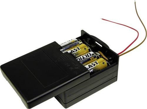 MPD BK-6049 Batteriebox für 8x Mignon AA Batterien mit Kabel in Schwarz, B/T/H: 71,8 x 65,28 x 37,08 mm - Bild 1