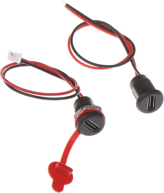 GUOMUZI USB-C Buchse IP67 wasserdicht mit Verriegelungsclip und Crimpklemmen, 30V 3A, Schwarz - Bild 1