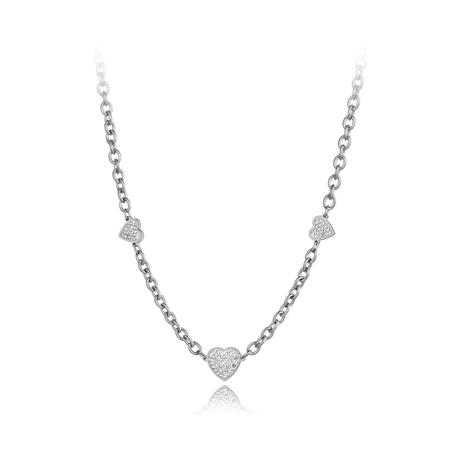 Lokaer Trendy Halskette Edelstahl, Weiß, Kristall, Herz, Damen - Bild 1