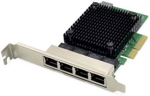 Digitus DN-10136 4-Port 2,5 GBit/s PCIe Ethernet LAN-Netzwerkkarte in Schwarz und Grün - Bild 1
