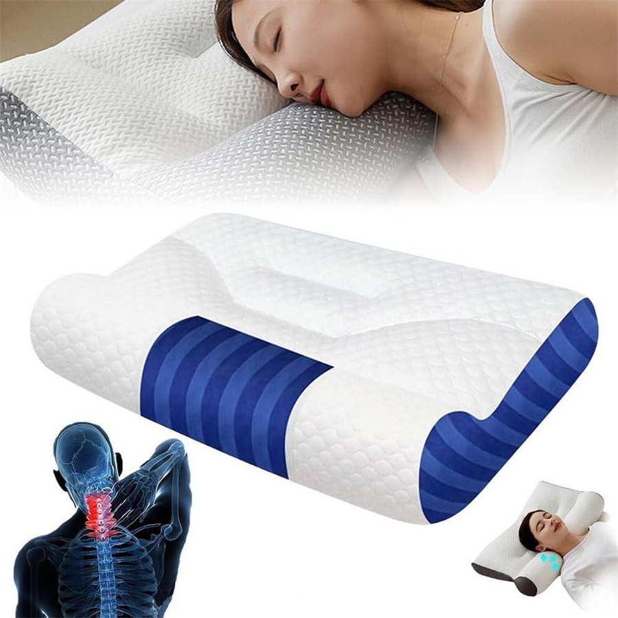 Ergonomisches Cervical-Kissen aus Memory-Schaumstoff und Gänsedaunen in Weiß - Bild 4