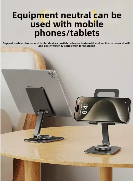 360 Grad drehbarer faltbarer Tablet und Smartphone Ständer aus Aluminium in Blau für iPad Pro, iPhone und Xiaomi - Bild 4