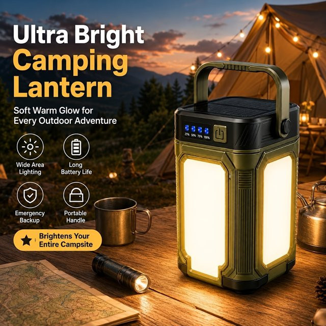 Heinast Solar LED-Campinglampe, faltbare 4-Blatt-Zeltlampe mit warmweißem Licht, wiederaufladbare Laterne für Garten und Outdoor-Notbeleuchtung, Weiß - Bild 1