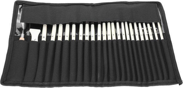 KaiSai Malpinselset mit 24 Stück aus Nylonwolle und Holzgriff in Pearl White Perlmutt Weiß inklusive Tasche für Acryl- und Aquarellfarben - Bild 1