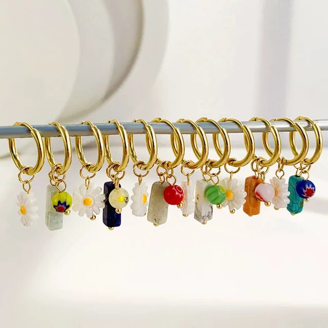 Erpels Creolen, Edelstahl, Natursteine, Bunt, Damen - Bild 1