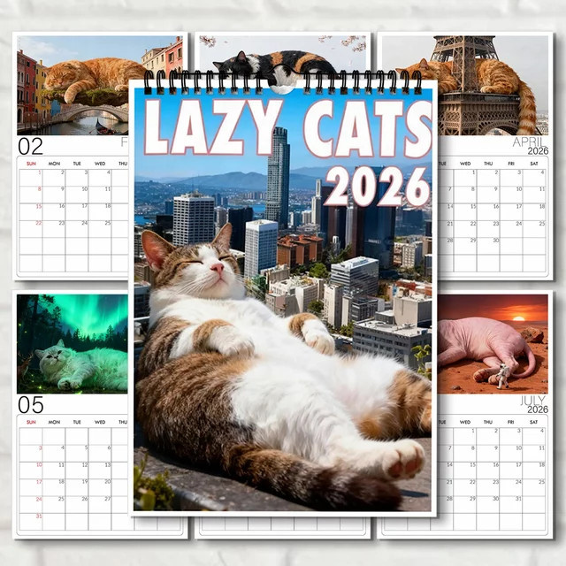 Lazy Cats City Wandkalender 2026 mit urbanen Katzen-Motiven in Multicolour - Bild 1