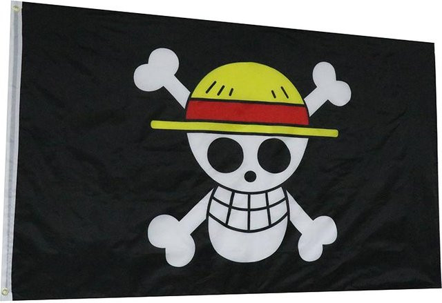 Fishermen Shouted Totenkopfflagge aus Polyester, B: 90 cm, H: 150 cm - Bild 1