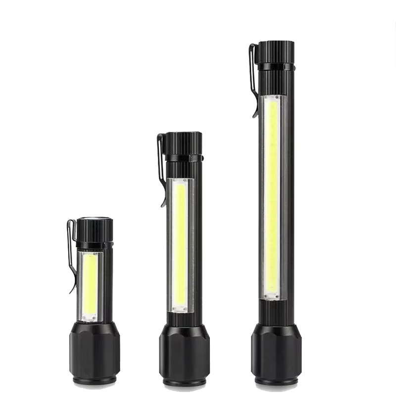 Heinast LED-Taschenlampe mit COB-Arbeitsleuchte und Haken, wiederaufladbar via USB, Schwarz - Bild 5