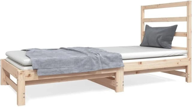 vidaXL Tagesbett aus Kiefernholz ausziehbar in Braun mit Schublade - Bild 1