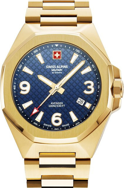 Swiss Alpine Military Herrenuhr, Quarz, Edelstahl, Blau, 42 mm, 10 ATM - Bild 1