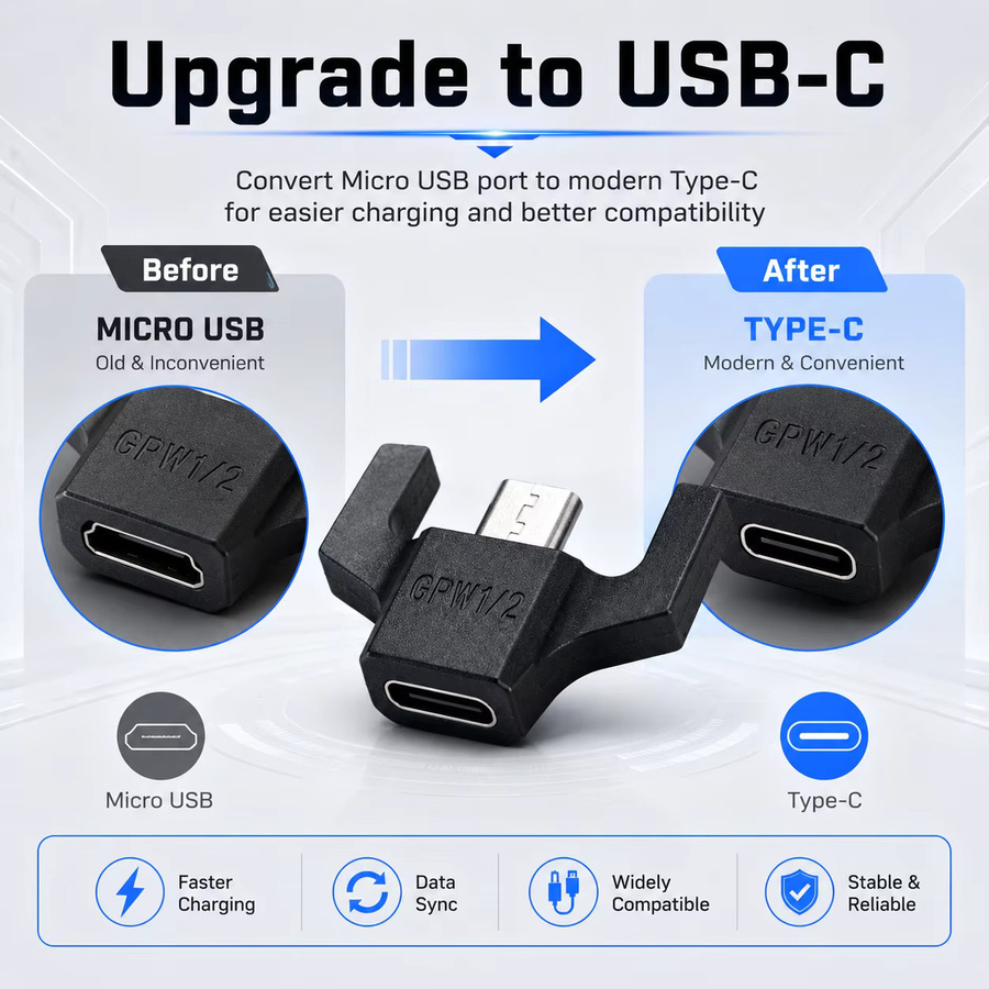 Logitech USB-C-Adapter für G Pro Wireless, GPX Superlight, G703 und G903 Mäuse, Micro-USB-zu-USB-C-Ladekonverter, Schwarz - Bild 2