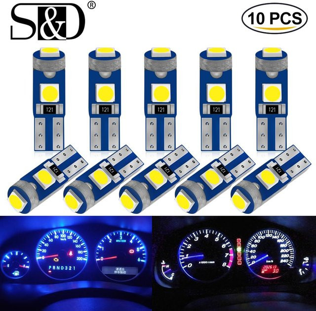 10er Set T5 LED Auto Innenbeleuchtung W3W Canbus Keilbirnen in Weiß, 1,2 W, 12V - Bild 1