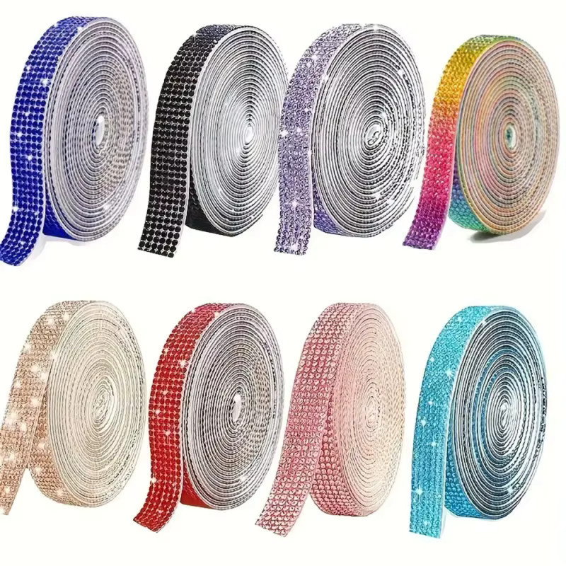 Selbstklebender Kristall-Diamant-Strass-Streifen in Blau und Multicolour für DIY-Kunsthandwerk und Dekoration, 1 Yard - Bild 2