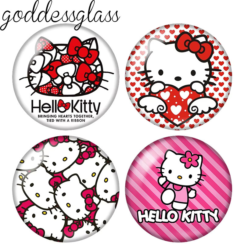 MINISO Foto-Glascabochon, Rosa Katze, rund, 12 mm/18 mm/20 mm - Bild 3