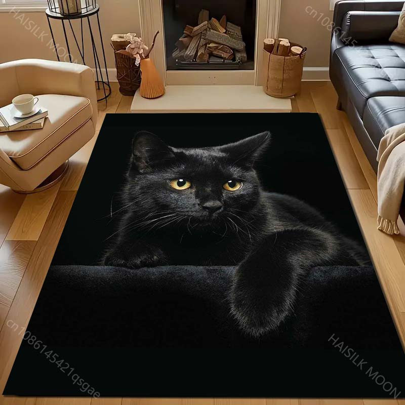 UQIDEHOME Bereichsteppich mit Schwarze Katze Druck, Rechteckig, Polyester, B/T: 80 x 120 cm - Bild 5