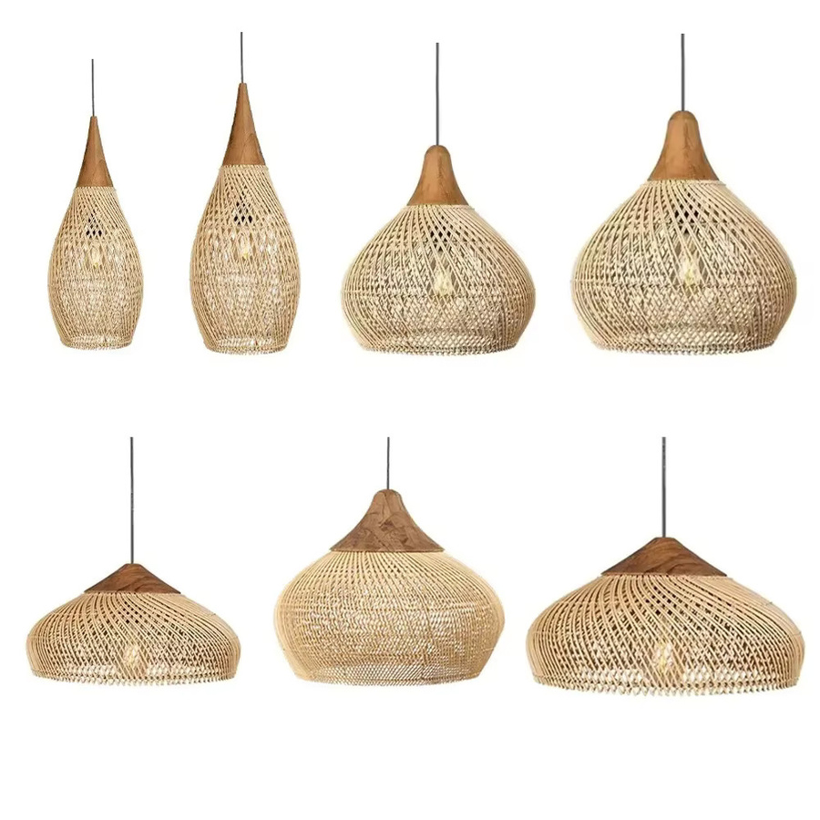 JOYINLED Vintage Rattan Pendelleuchte im Boho-Stil, runde Deckenhängelampe aus Korbgeflecht für Wohnzimmer und Esszimmer, E27, Warmweiß - Bild 2