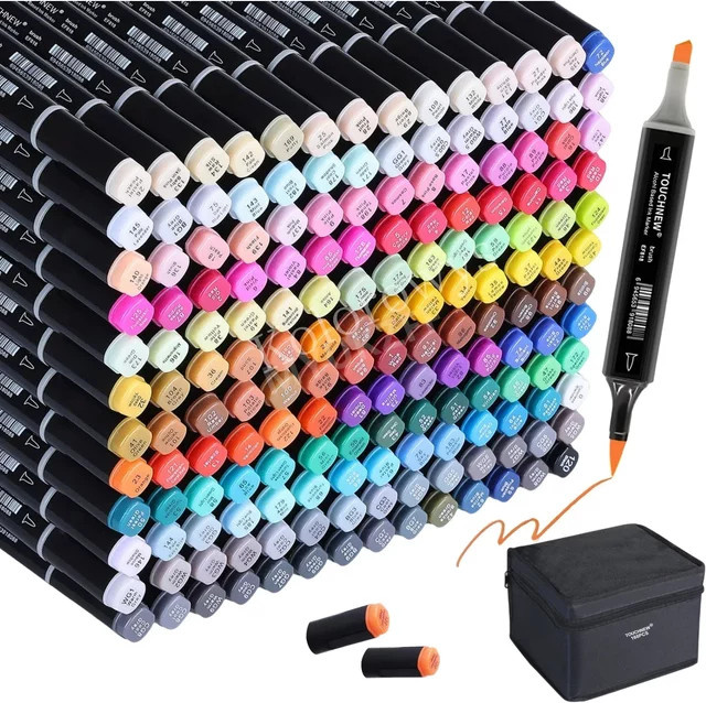 TOUCHNEW Alkoholmarker Set mit Pinsel- und Meißelspitze für Künstler in Schwarz und Multicolour - Bild 1