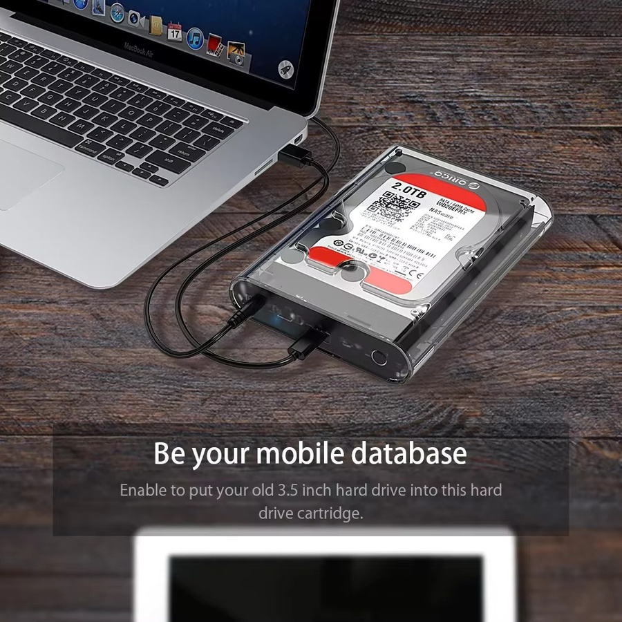 ORICO Externes SATA HDD-Gehäuse für 2,5 und 3,5 Zoll mit USB 3.0 und USB-C, Transparent - Bild 3