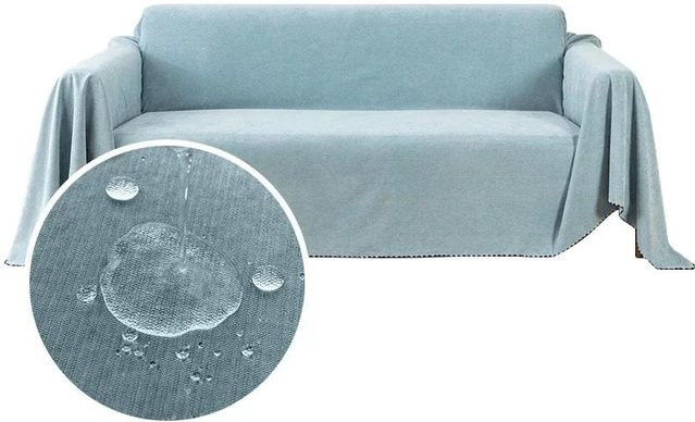 Wasserdichte Sofadecke von Your Warm Home in Aqua Blau, pflegeleichtes Staubschutz-Tuch für Sofa und Kissen, B/B: 90 x 180 cm - Bild 1